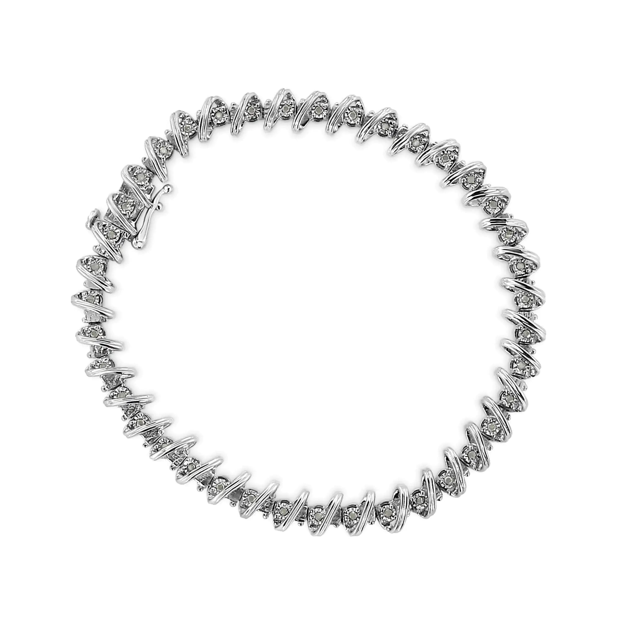 Miracle Set Diamond S Curve Link Bracelet -7"