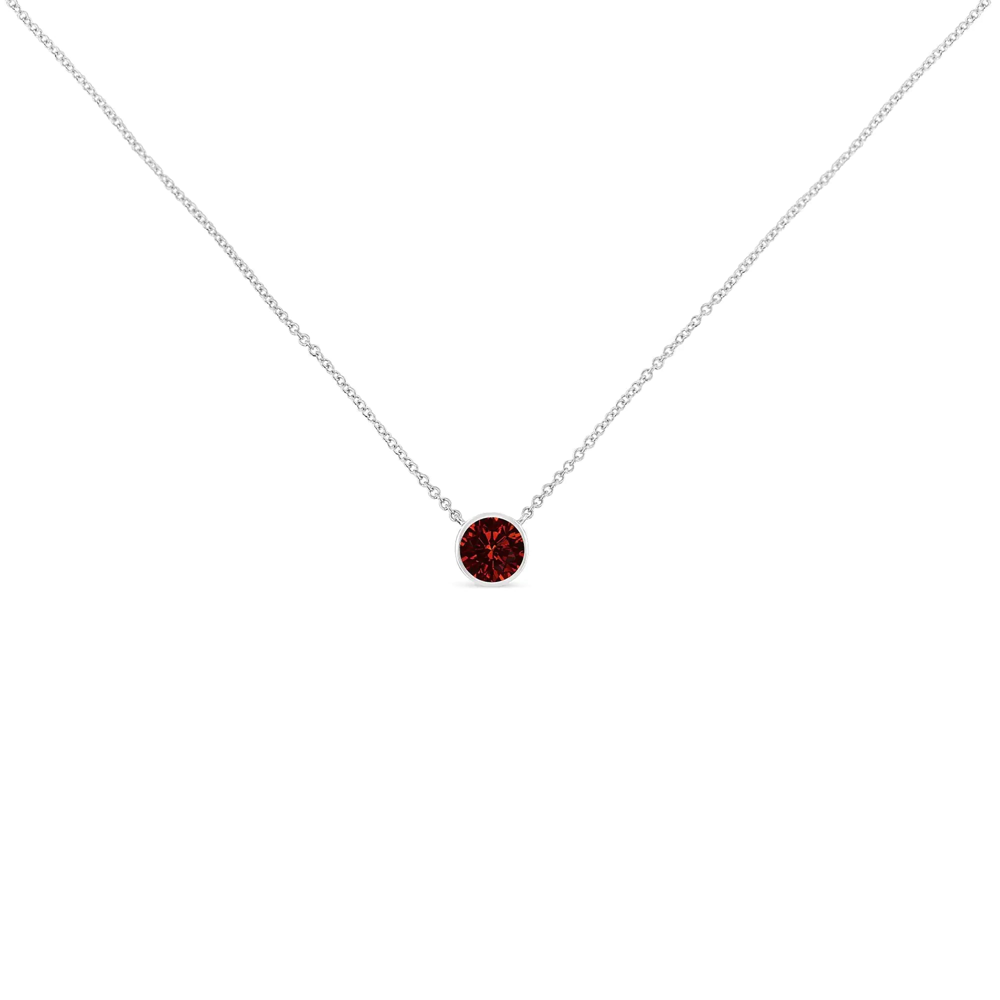 Bezel Set 3.5mm Created Gemstone Solitaire 18" Pendant Necklace