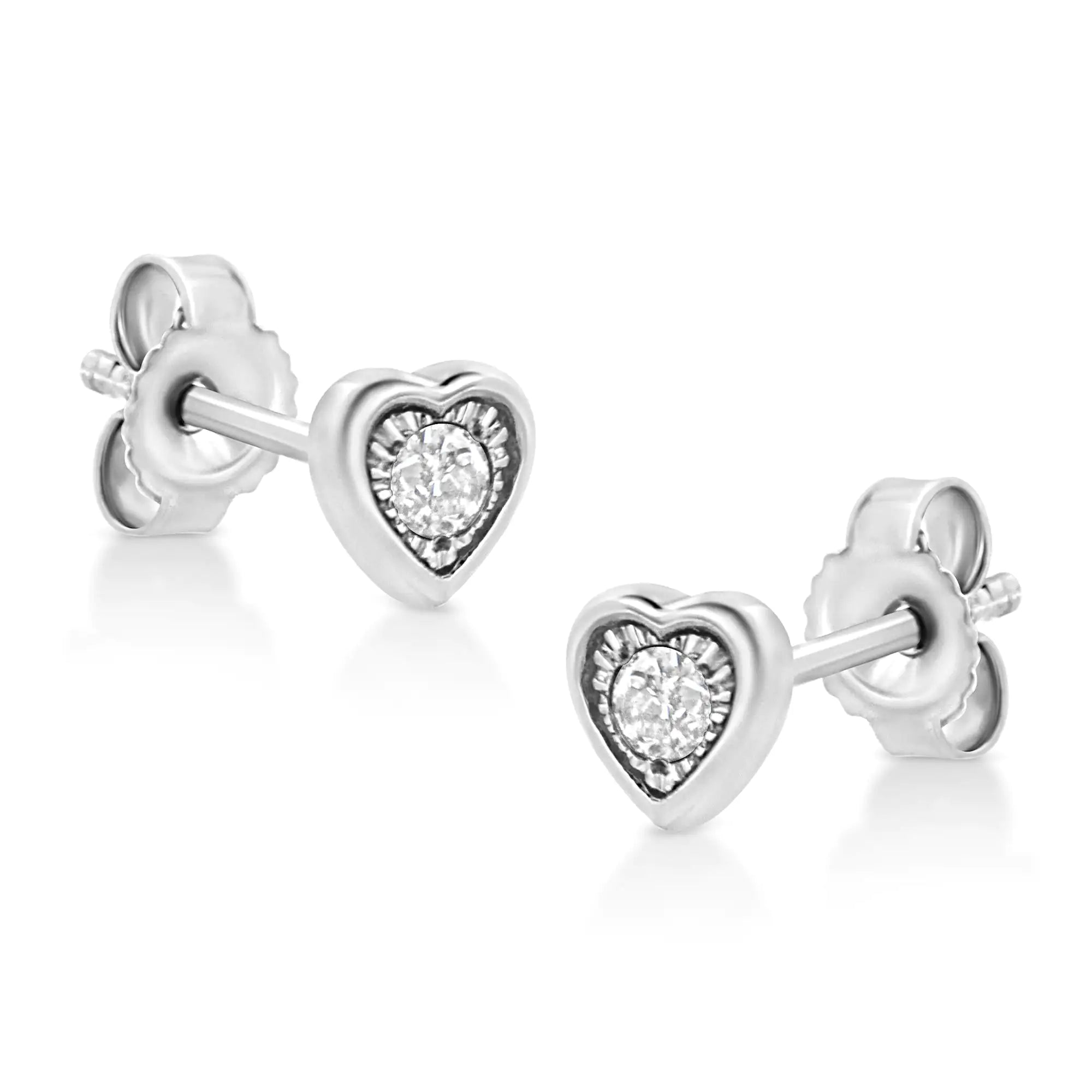 925 Sterling Silver 1/10 Cttw Miracle-Set Diamond Stud Earrings  