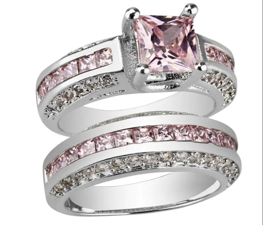 Jubilee Set of 2 Stacking Rings Pure Crystal Love On Platinum Plating