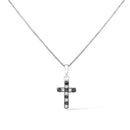 925 Sterling Silver Round Natural Treated Black and White Diamond Cross Pendant Necklace1/4 Cttw Round Natural Treated Black and White Diamond Cross Pendant Necklace (Black and I-J Color, I3 Clarity)