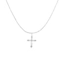 925 Sterling Silver Round Cut Diamond Accent Cross Pendant Necklace