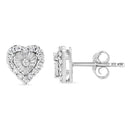 925 Sterling Silver 1/3 Cttw Miracle Set Round-Cut Diamond Heart Stud Earring (I-J Color, I2-I3 Clarity)