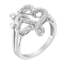 925 Sterling Silver Diamond Heart and Music Note Ring 